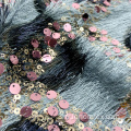 Tissu de broderie de plumes à franges à imprimé léopard